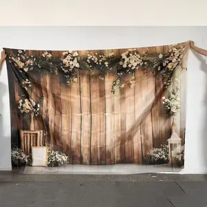 Wooden Flower Pattern Wedding Banner, 1 Count Romantic Wedding Party Decoration, Party Decorations Banners, Birthday Background, Photo Backdrops, Indoor Backdrops, Anniversary, Home Decoration, Wall Decoration, Ornaments, Wedding Arched Backdrop