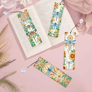 4Pcs Special Shape Books Flowers DIY Bookmarks Diamond Painting Kits Diamond Painting Bookmark Making Kit Diamond Art Bookmark with Pendant for Adults Beginners