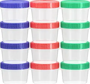 Salad Dressing Container Reusable 12Pcs - 2 Oz Sauce Container to Go With Leak-Proof Twist Top Lids, Plastic Seasoning Containers, Picnic essentials