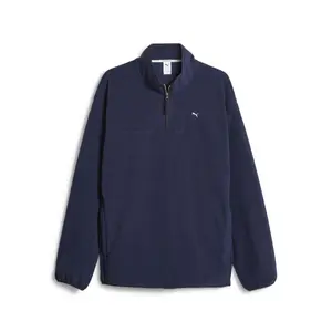 PUMA Mens Made With Quality Polarfleece Half Zip Shirt Athletic Outerwear Casual - Blue