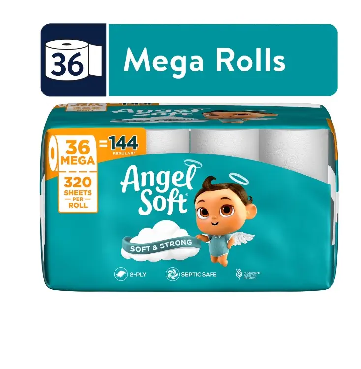 Angel Soft 2-Ply Toilet Paper, 36 Mega Rolls, 320 Sheets per Roll