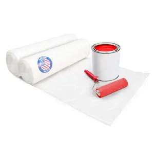 Plastic Sheeting 4 mil, 4' x 50' (200 sq.ft.), Pack of 2 - Thick Semi-Clear Plastic Sheeting for Construction, Painting, Drop Cloth, Slide&Slip - Heavy Duty LDPE Film Roll by IDL Packaging