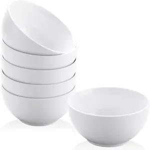 Small Bowls Set, White Ceramic Bowls of 6, 10 oz Porcelain Bowl For Kitchen Dessert Rice Side Dish Snack Soup Fruits Cereal Ice Cream, Microwave Dishwasher Freezer Oven Safe Easy Clean Stackable