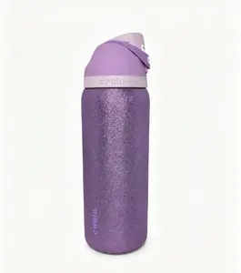 Owala FreeSip Insulated Stainless Steel Straw Water Bottle, BPA-Free Sport Water Bottle, Suitable for Travel, 32 oz, Shiny Diamond Purple Series