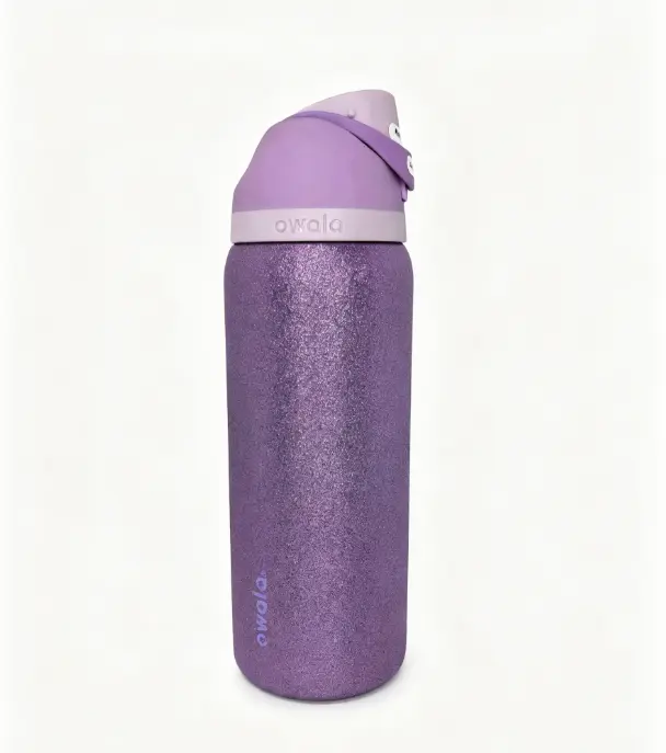 Owala FreeSip Fully Insulated Stainless Steel Straw Tumbler, BPA-Free Portable Stylish Vacuum Flask, 32 oz Shiny Diamond Purple Sport Drinkware for Travel