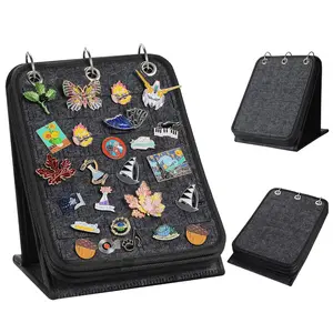 Pin Display Stand with 5 Pages - Portable Felt Jewelry Earrings Organizer,5 Page Lapel Travel Pin Trading Book,Storage Display Holder for Home Tabletop Display