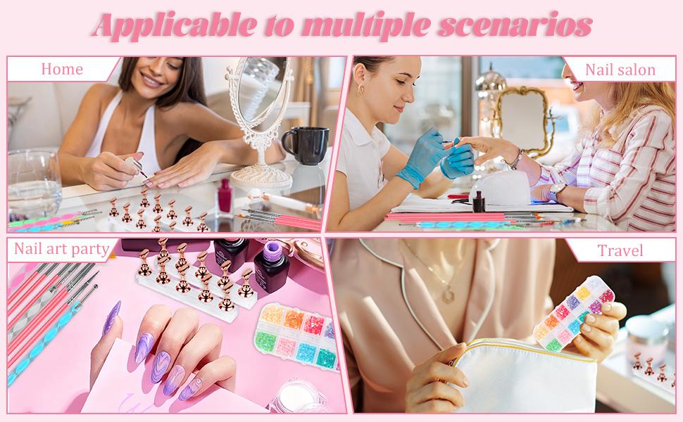 25PCS Lightweight Professional Nail Art Tools Kit - Includes Brushes, Stand, Dotting Tools, Striping Liner Drawing Pens, Jelly Glue, Tweezers & Sequins for Nail Beauty Care
