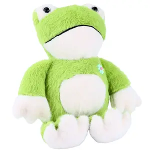 Green Frog Plush Toy with Daisy, 12.6 in Soft Stuffed Animal with Weighted Bottom for Room Decor, Cute Plush Toys Gifts for Girls Boys Kids Women Birthday Christmas Valentine