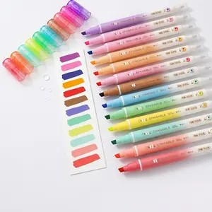Dual Tip Erasable Highlighters 12 Count, Chisel Tip Aesthetics Journaling Markers, No Bleed Vintage & Pastel Highlighters for Note Taking, School Office Supplies