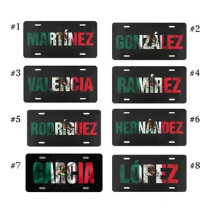 Mexican Heritage Name License Plate Collection, Hispanic Pride Aluminum Vanity Tags for US Vehicles, Latino Family Custom Decor