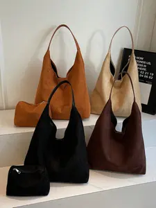 Large Capacity Suede Shoulder Bag, Vintage Suede Lazy Bag, Soft Leather Crossbody, Durable and Wear-Resistant, Fall Winter Fashion