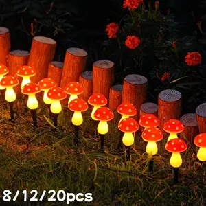 Battery-Powered Mushroom Lawn Lights, Outdoor Garden Lighting, 8 Lighting Modes, Suitable for Patios, Paths, Lawns, Solar Powered