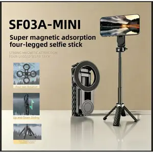 Bluetooth Selfie Stick Handheld Extendable Rotating Mini Phone Monopod with Magnetic Base for All Phones