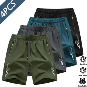 Men's Lightweight Quick-Dry Breathable Shorts Set Casual Sports Anti-Wrinkle Fabric Solid Color Fitness Workout Outfit