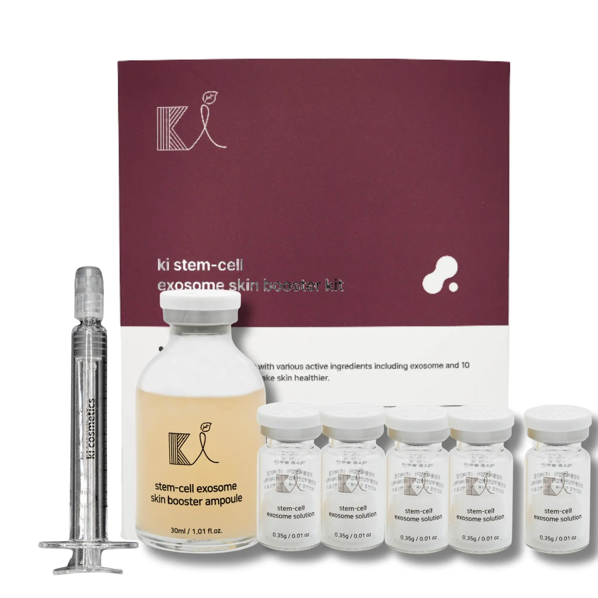 [Summer Sale] KI Stem-Cell Exosome Booster Kit Anti-Aging & Brightening Ampoule Set Glowing Plum for Intensive Repair & Visible Renewal&microneedking ampoule