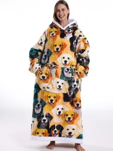 Elegant Long Pumpkin Print Sleepwear, Soft & Comfortable Design, Pockets, Loose Fit Home Wear, Perfect Gift for Fall/winter