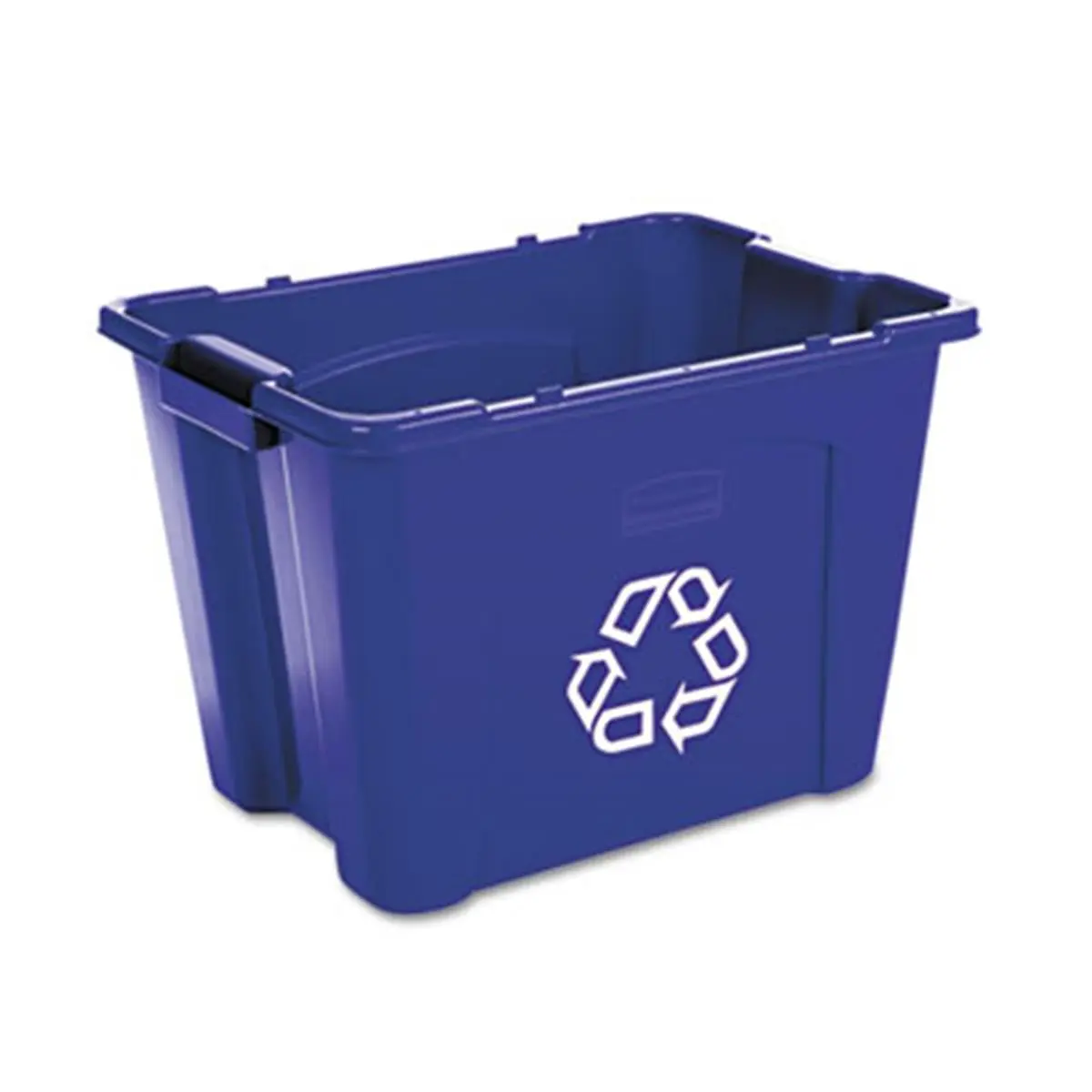 212 MAIN Plastic Stackable Recycling Bin, Rectangular Polyethylene Design, 14gal Blue (Rubbermaid Commercial 571473BE)