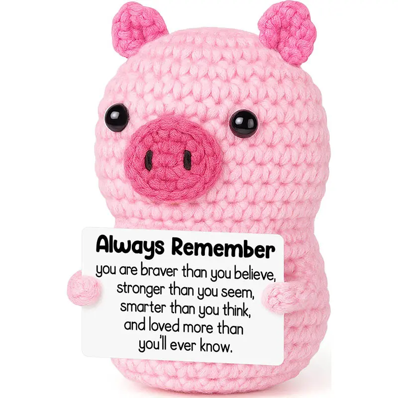 Mini Cute Handmade Pig Stuffed Animal Cute Animal Design Hook Needle Crochet Figure, Stuffed Animal Gifts, Emotional Inspiration Gift for Women, Girls, Friends, Colleagues, Christmas Birthday Present