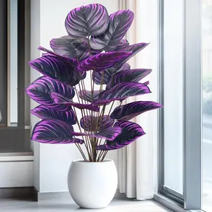 60-75-85 cm / 33.46 inches Artificial Plant: Purple Calla Lily Leaves and Violet Apple Leaf Potted Ornamental Plant, House Plants Decor, suitable for weddings, hotels, photography, and home decoration, Artificial Flower Arrangements