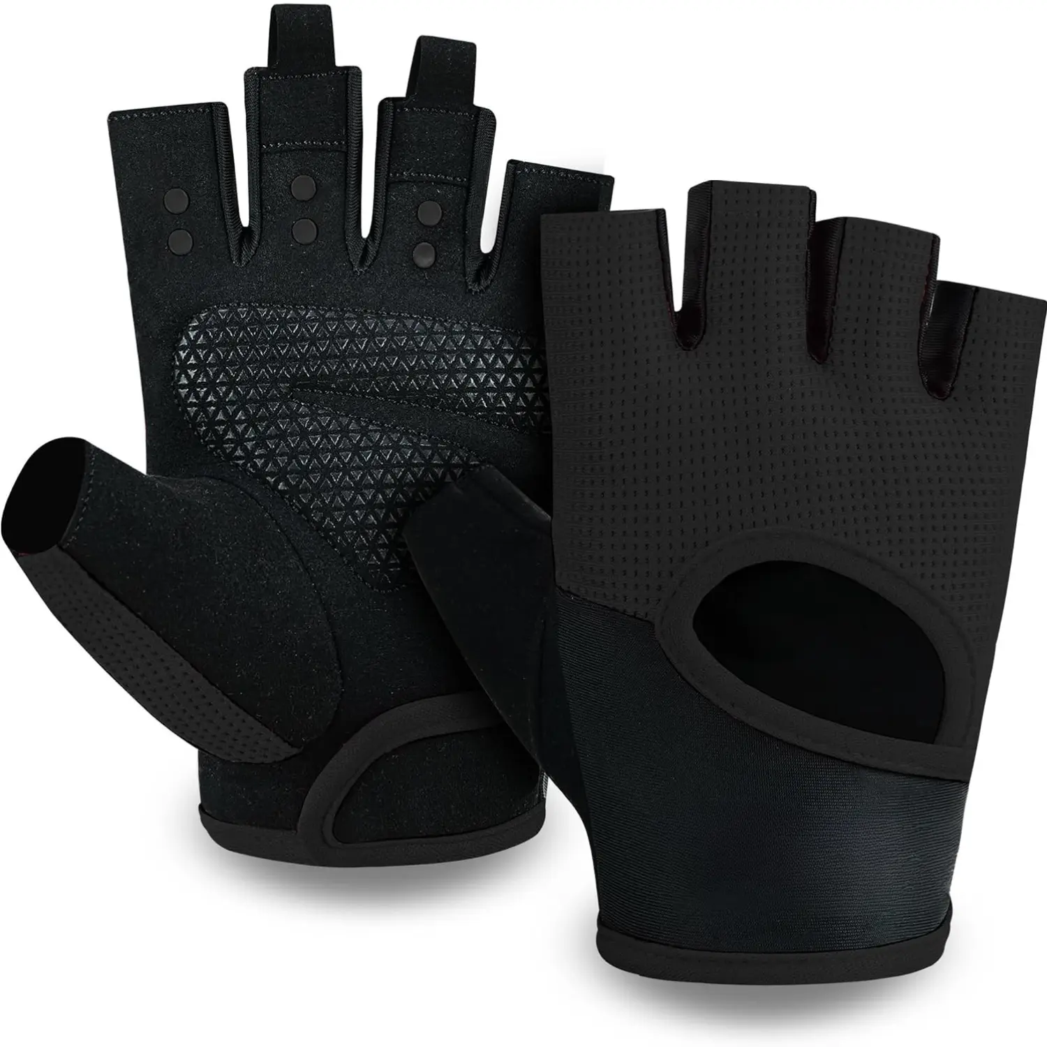 Unisex Half-Finger Fitness Gloves - Padded, Breathable Mesh+Lycra Silicone Weightlifting Gloves with Adjustable Wrist Strap for Gym Workouts