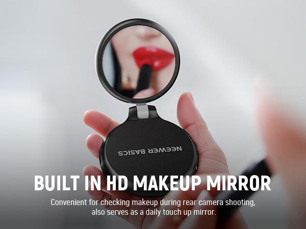 NEEWER NL48R Magnetic LED Selfie Light with Makeup Mirror, MagSafe Compatible Phone Fill Light & Desk Stand for iPhone/Android, Portable Dimmable Video Light for TikTok Live, Vlogging & Makeup