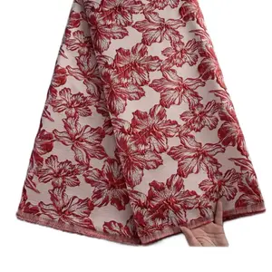Nigerian Brocade Organza  Fabric African Jacquard Fabric High Quality with Floral Design.