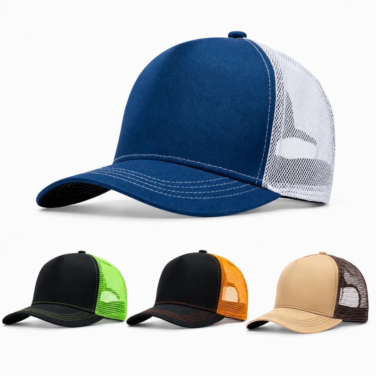 Unisex Plain Trucker Baseball Hats - Lightweight Breathable Polyester Mesh Back, Blank Design, Adjustable Strap, Multiple Colors, Ideal for Outdoor Activities