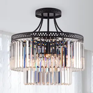 Modern Crystal Chandeliers, 20.5" Round Crystals Chandelier, Luxury Ceiling Light Fixture, Crystal Pendant Lamp,Contemporary 6-Light Pendant Lights for Dinning Room Living Room Kitchen Hotel Foyer