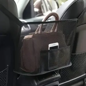 Large Canvas Car Storage Bag with Mesh Pocket, Essential Car Interior Accessory for Most Vehicles, Durable Organizer for Auto Items