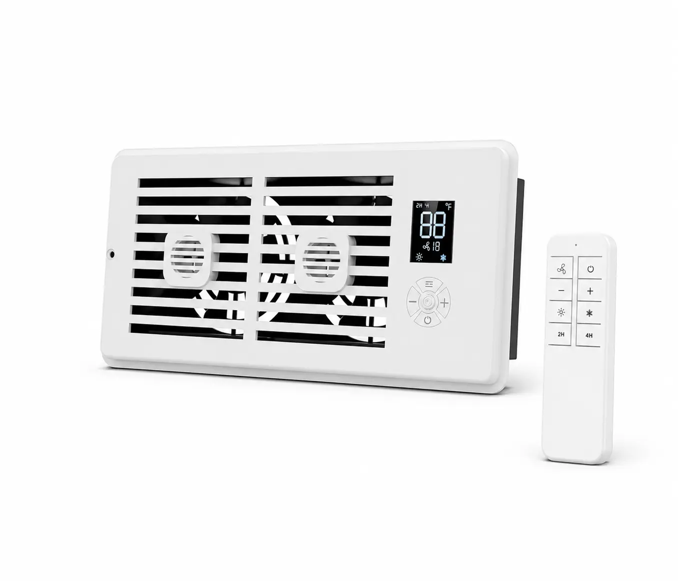 4" x 10" Quiet Register Booster Fan, HVAC Vent Booster Fan, 10-Speed Smart AC Vent Fan for Heating & Cooling, Thermostat Controlled Airflow Fan with Remote Control for Home Room Temperature Balance