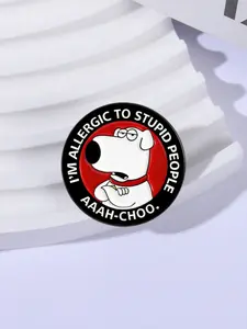 Family Guy Comedy Animation Movie Enamel Pins Cartoon Arrogant Dog Brian Griffin I'm Allergic To Stupid People Brooches Backpack Lapel Badge Jewelry Gift for Kids Friends
