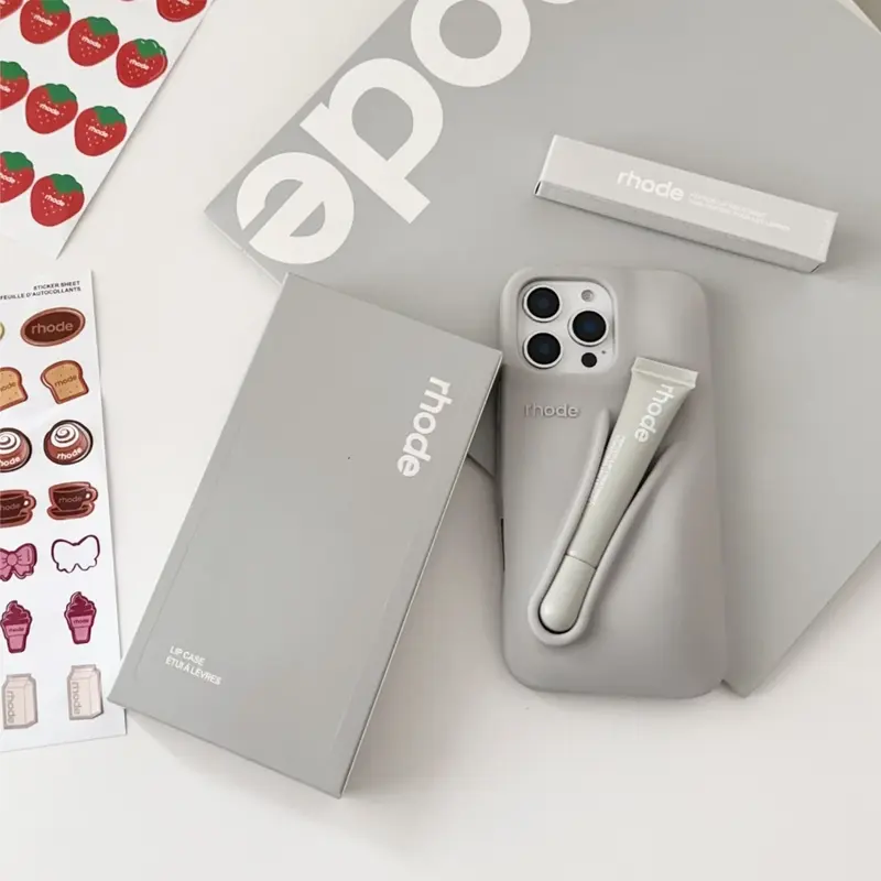 Full Set] Rhode Ribbon Phone Case With Box and Lip Gloss Set