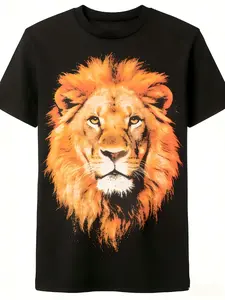 Lion Graphic Tee T Shirt Bold Animal Style Tee for Men Women Cool Graphic Tee Good Graphic Tees Casual Street Style Tee 90s Graphic Tees Trendy Mens T Shirts Wildlife Animal Lover Gift Tee Powerful Lion Design Shirt