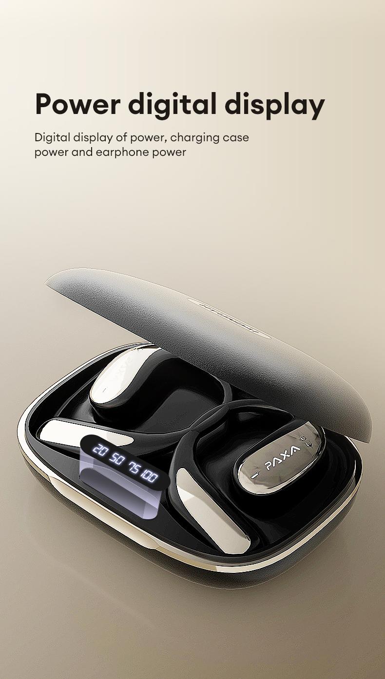 PAXA Vogbuds 5 Pro OWS Smart Voice Assistant Headset,Dynamic Stereo Sound Earbuds with ENC Call Noise Canceling Mic, Digital Battery Display