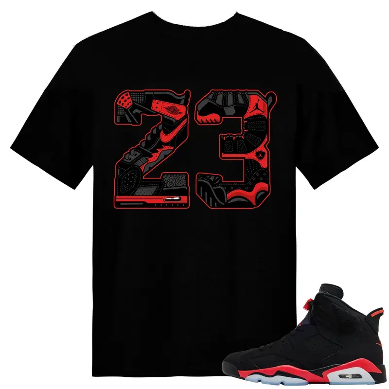 6 Reverse Infrared - 23-Retro Match Black T Shirt Graphic Shirt Menswear Unisex! Graphic Shirt, Unisex T-Shirt Gift For Women and Man, 90s Hip Hop Tee, Sneaker Head Gift Cotton Top