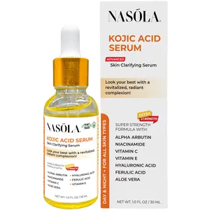 Nasola Kojic Acid Serum with Alpha Arbutin, Vitamin C, Niacinamide, Hyaluronic Acid and Aloe Vera for Clear Radiant Skincare Dark Spots Corrector Anti Aging Formula