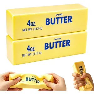 2-Pack Butter Squishy Stress Toy,2026 New Soft Novelty Toy,Realistic Butter Stick Fidget, Slow Rising Soft Squeeze Toy for Adults Stress Relief & Anxiety Relief (2PCS Yellow Butter 01)