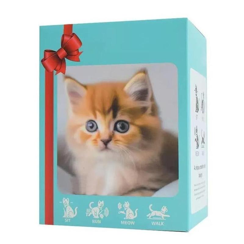 Interactive Robot Kitten, Realistic PlushHoliday HaulRobotic Cat Toy That Walks, Wags Tail & MakesSounds, Cute Pet Toy Gift for Kids & Adults