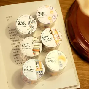 Book House Pattern Washi Tape, 3 Counts/set Waterproof PET Tape, Creative DIY Decorative Tape for Scrapbooking, Journaling, Gift Wrapping