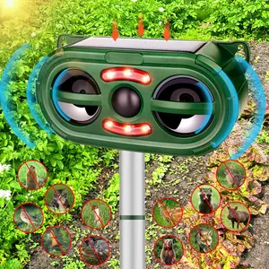 SAIJZEK Solar Ultrasonic Animal Repeller - Outdoor, Upgraded Waterproof Motion Sensor, Flashing Lights - Pest Deterrent for Yd, Garden (Deer, Cat, Squirrel, Raccoon, Rabbit, Fox, Skunk) Solar-Powered Repellent