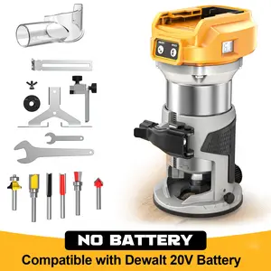 800W Cordless Compact Router for DeWalt 20V Battery, Battery NOT Included, 6 Variable Speeds Router Tool for Woodworking, 30,000 RPM Fixed Base Wood Router with Trim Router Bits, Edge & Roller Guide, Dust Hood fathersdaygift