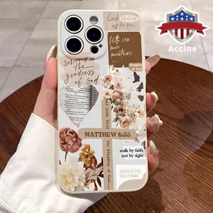Straight Edge Phone Case for iPhone 15 Plus 16 Pro Max 14 13 12 11 XS XR E Crucifixion Text Pattern Drop Protection Shockproof Soft Silicone smartphone Cover