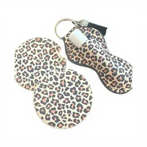 Car coaster and key fob set!  Car Cup Holder Coaster 2 Pack Absorbent Ceramic Universal Anti Slip Cork Base with Finger Notch for Cars SUVs Trucks Home Kitchen Office