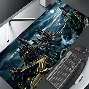 Dreamy Magic Castle Art Design Extra Large Gaming Mouse Pad,Aesthetic Desktop Drotection Pad,Washable Rubber Pad Non-Slip Lock Edge Multi-Size Mouse Pad Suitable For Home Office,Good Gift for Family and friends