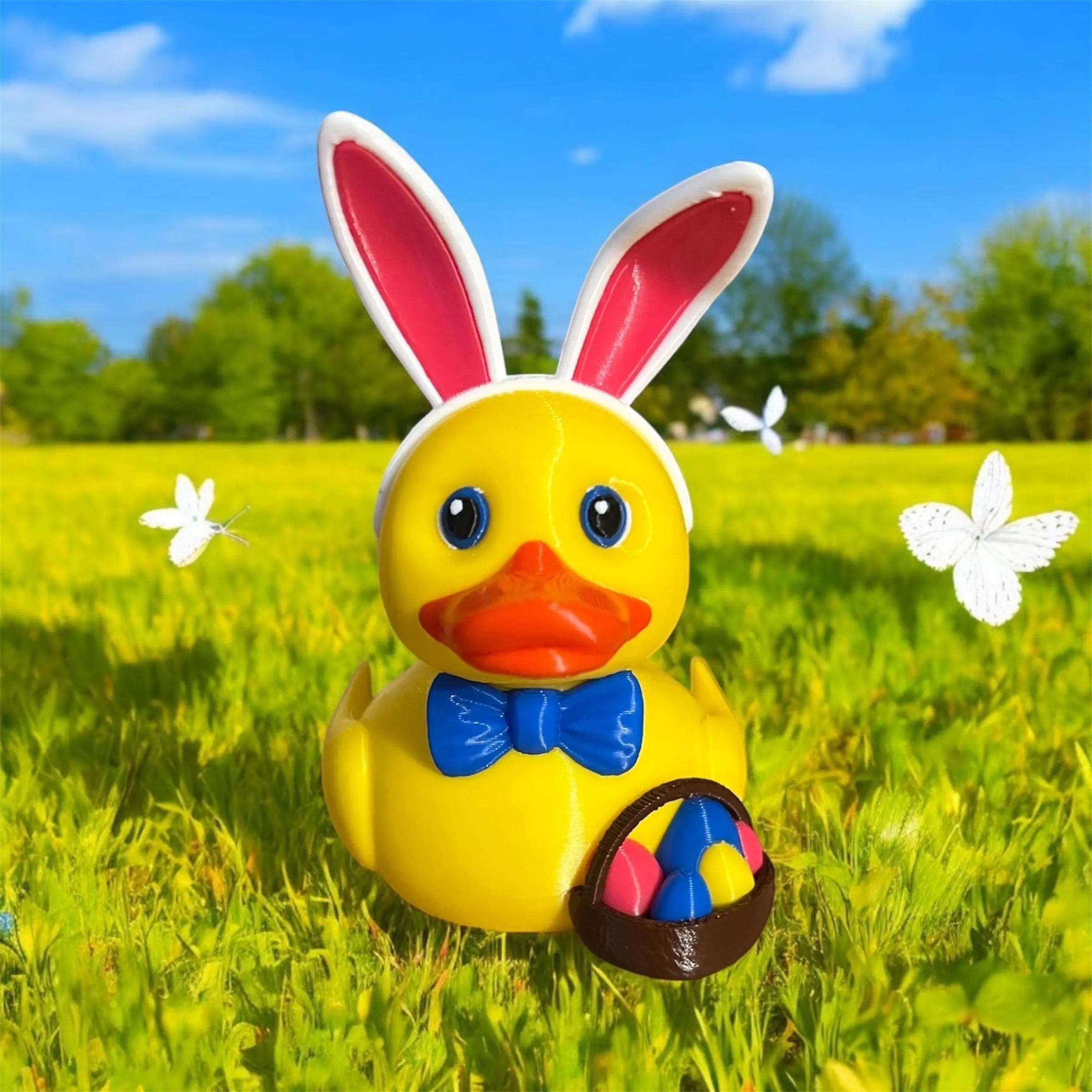 Easter Bunny Duck 3D Printed Duck Collectible Plastic Figurine for Jeep Lovers