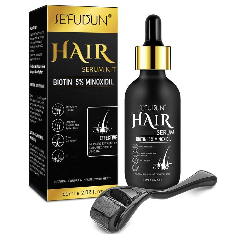 Sefudun 5% Minoxidil Hair/Beard Care Serum with Hair Roller, Gifts for Men Dad Him Boyfriend Husband Brother,Birthday gift,Daily hair care