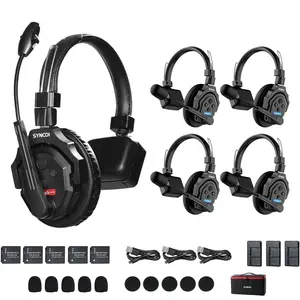 SYNCO XTalk X5 2.4GHz Wireless Headset with Microphone Intercom System Random Master Device,AI Noise Reduction,Charge 2.5 Hours Full Day's Battery Life Design for Movie Shoot Live Show Stage Performance (5PCS)