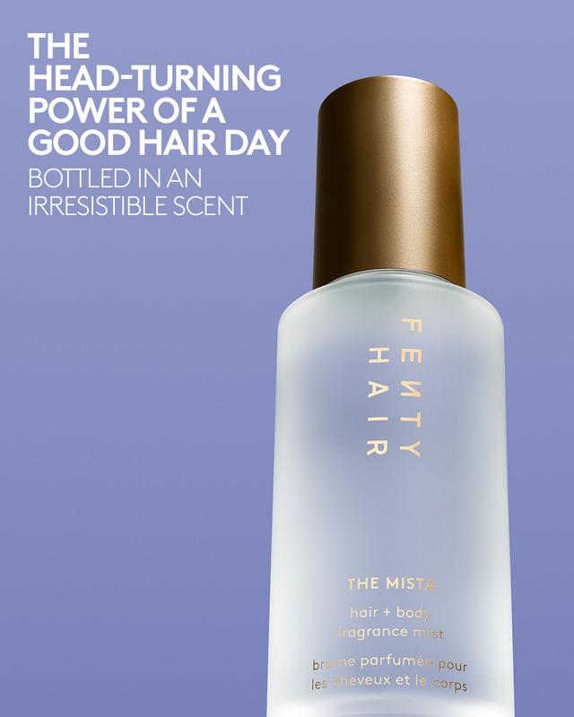 Fenty Hair The Mista Hair + Body Fragrance Mist — Amber Bouquet scent with notes of warm florals, amber, sparkling yuzu citrus, coconut, vanilla + sandalwood