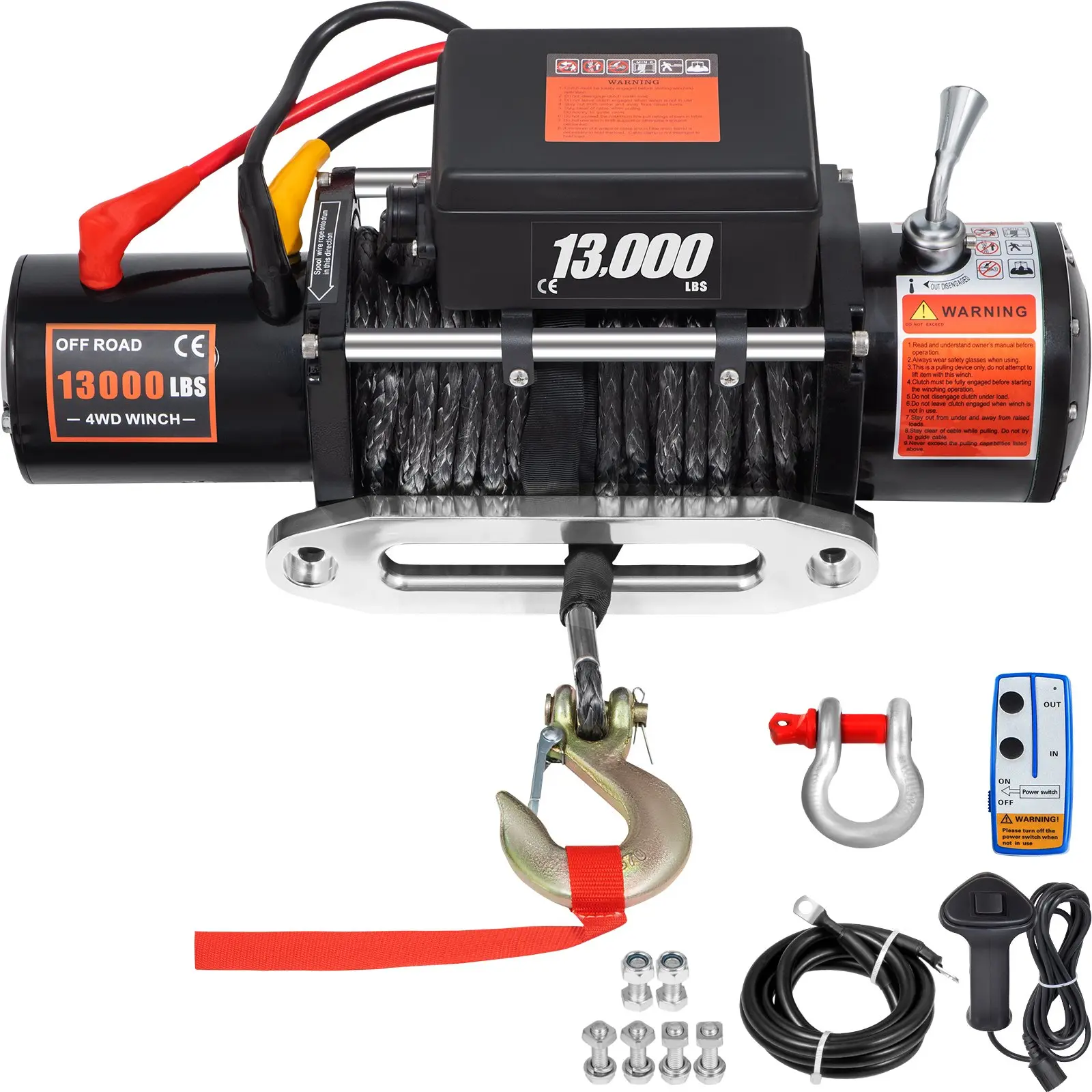 【summerfinds】VEVOR Electric Winch 13000lb Load Capacity Truck Winch Compatible with Jeep Truck SUV 65ft/20m Synthetic Rope 12V Power Winch with Wireless Remote Control, Powerful Motor for ATV UTV Off Road Trailer