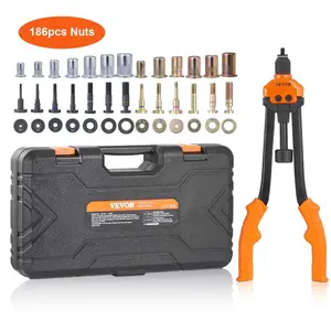 VEVOR 16 Rivet Nut Tool, Labor-Saving Rivnut Tool Kit with 13PCS Metric SAE Mandrels, 186PCS Rivet Nuts, M3, M4, M5, M6, M8, M10, M12, 1/4-20, 5/16-18, 3/8-16, 1/2-13, 8-32, 10-24 With Carrying Case